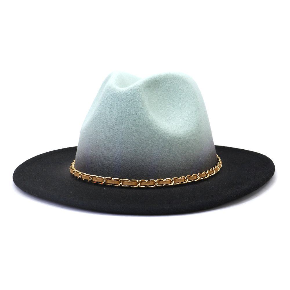 Painted Woolen Fedora British Ladies Broad-brimmed Hat - Urban Caps