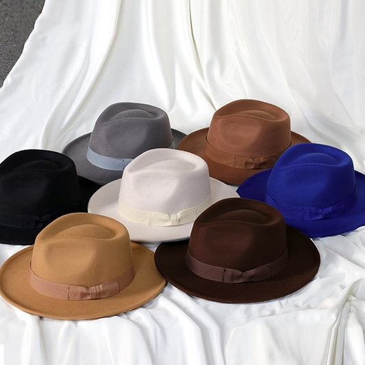 Bowknot Top Hat Love Hat Head Felt Cap Small Curling Men's Top Hat Retro Jazz Hat - Urban Caps