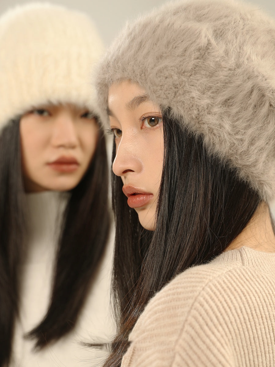 White Big Head Circumference Knitted Huge Woolen Hat - Urban Caps