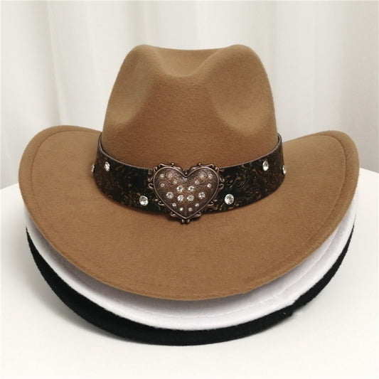 Women's Western Cowboy Hat Love Decorative Chain Top Hat - Urban Caps