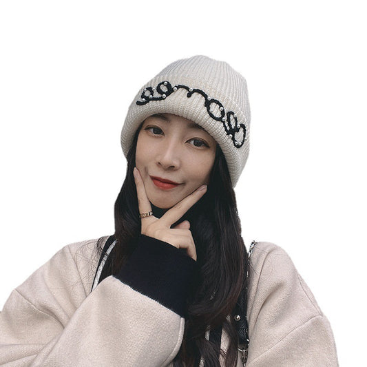 Women's Knitted Hat Pearl Small Fragrant Woolen Hat - Urban Caps