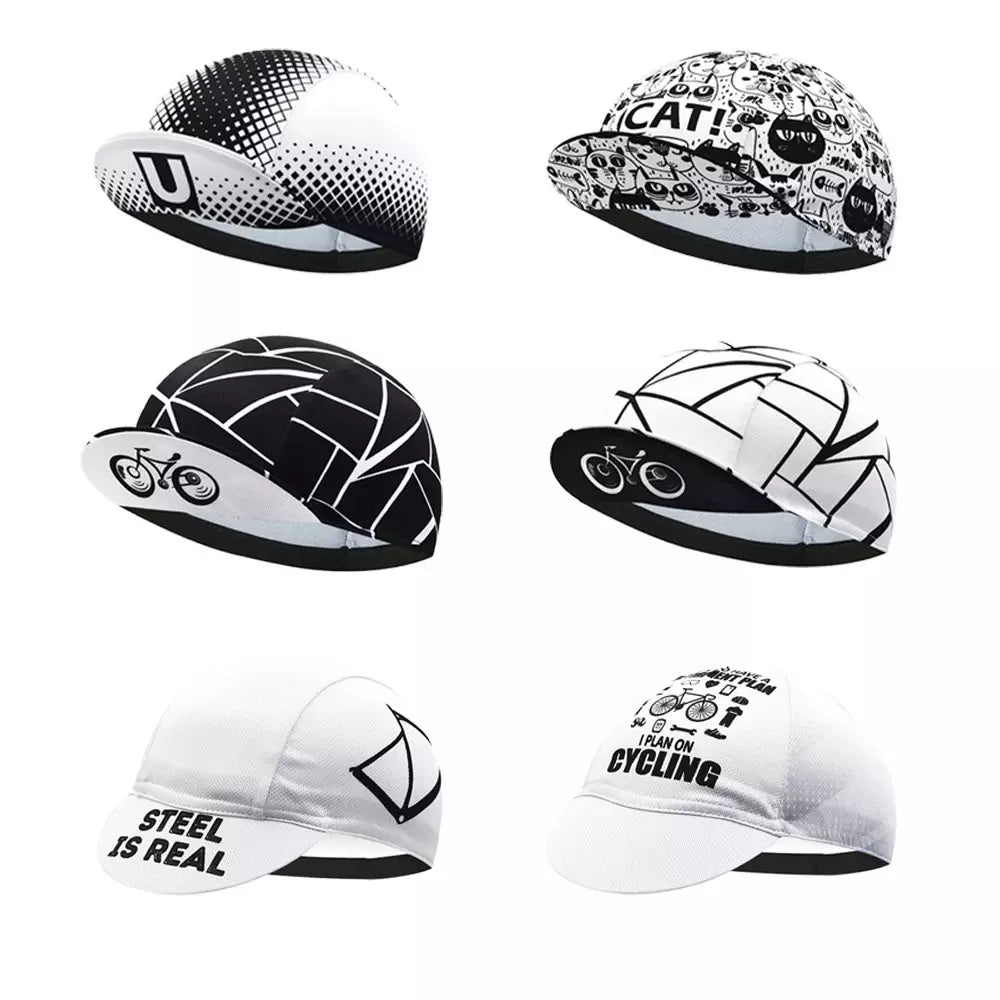 Casual Black And White Cycling Cap Lightweight Moisture Wicking Headwear