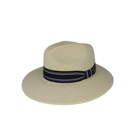 Bronx Paperbraid Safari Hat with Striped Petersham Band – UPF 50+ - Urban Caps