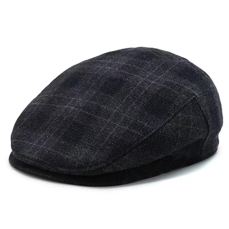 Retro Men’s Duckbill Cap – Adjustable Flat Beret for Spring, Autumn & Winter