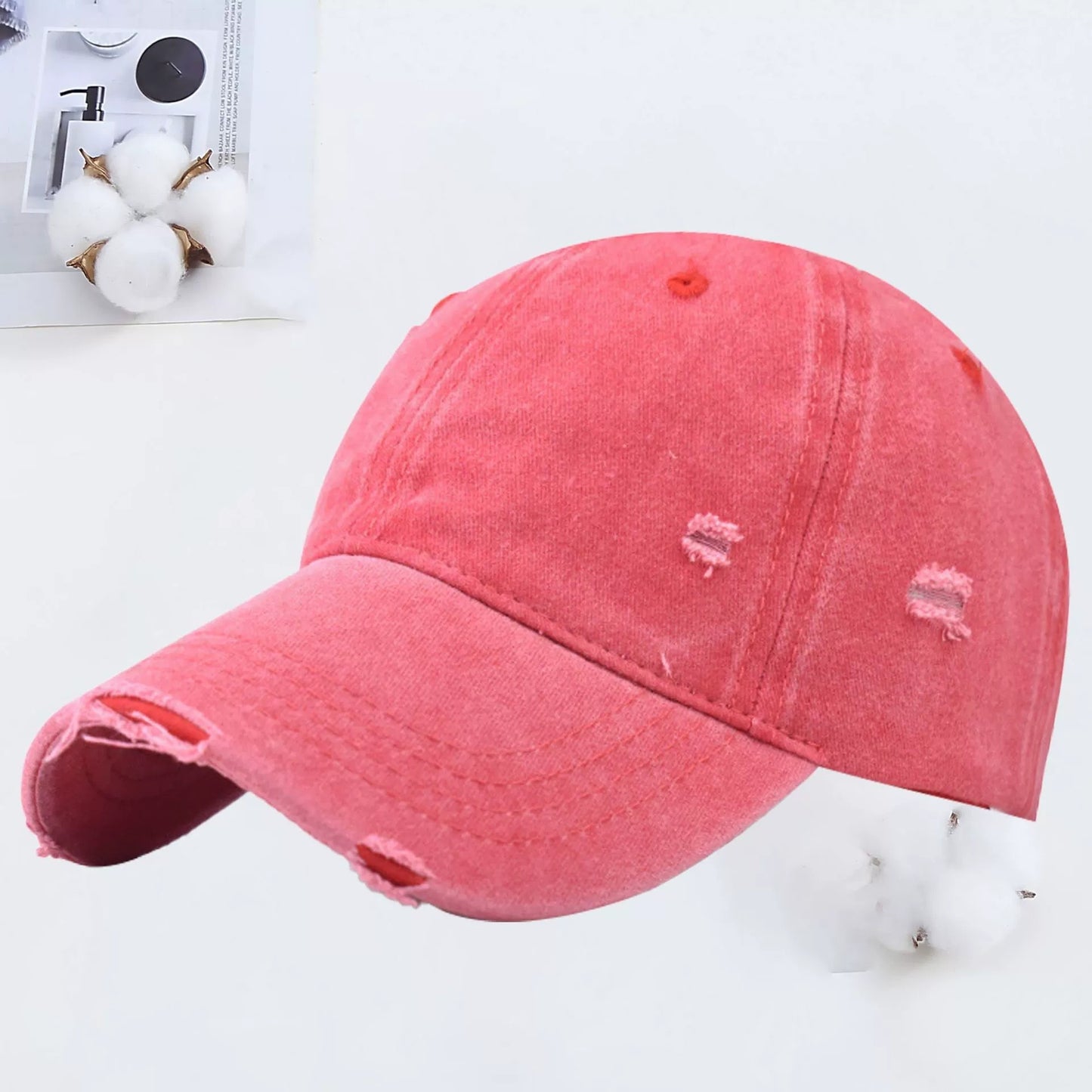 Outdoor Embroidered Printed Washed Hole Baseball Cap - Urban Caps