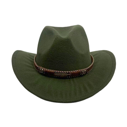 Curling Cowboy Hat Men's And Women's Leaf Belt Fur Felt Hat - Urban Caps