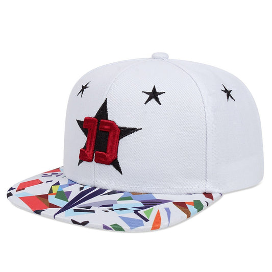 Five-pointed Star Embroidery Outdoor Sun-shade Sun Protection Flat-brimmed Cap - Urban Caps