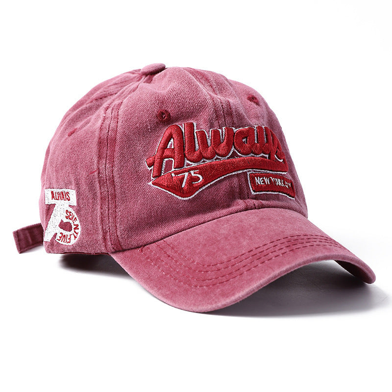 Washed Distressed Letters Embroidery Sun Baseball Hat - Urban Caps
