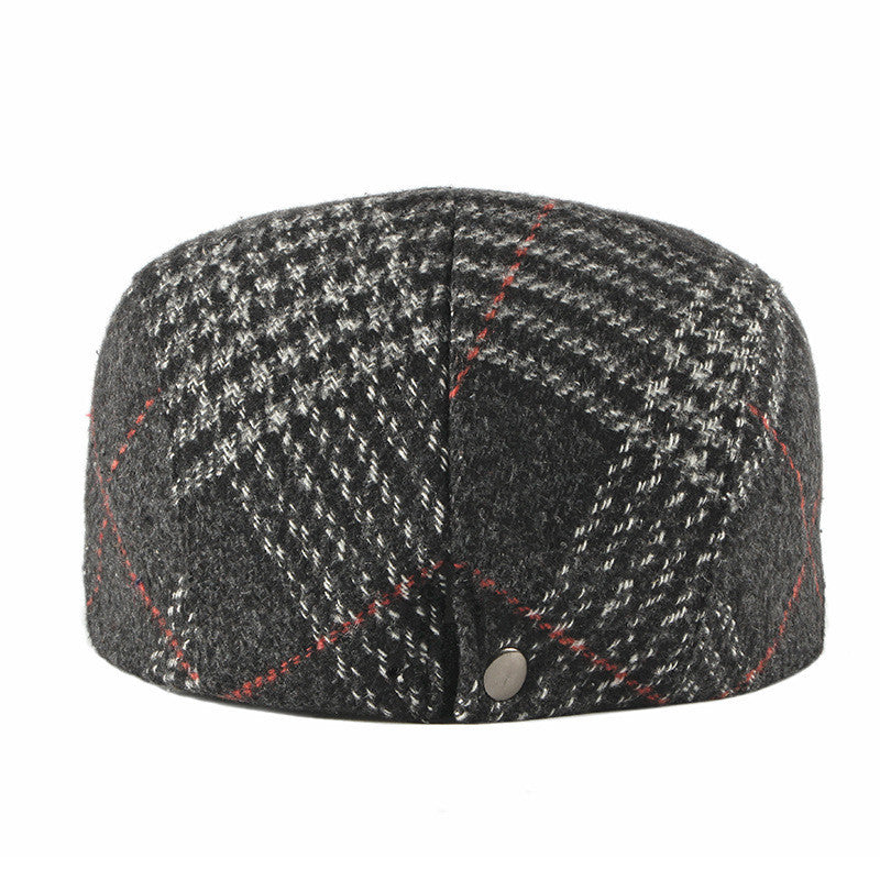 Men’s Winter Wool Blend Plaid Beret – Korean Style Peaked Cap - Urban Caps