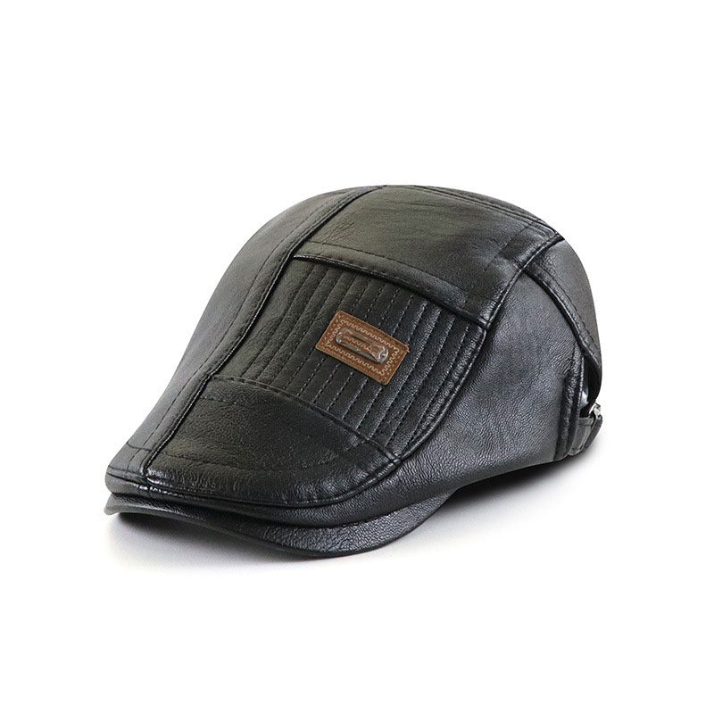 Men’s PU Leather Duckbill Cap – Color Block Design | Adjustable Fit - Urban Caps