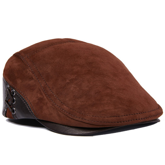 Men's Cowhide Beret Leather Hat - Urban Caps