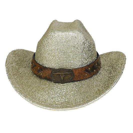 Glitter Cowboy Hat Halloween Black Gold Silver EVA Composite Cow Head Accessories - Urban Caps