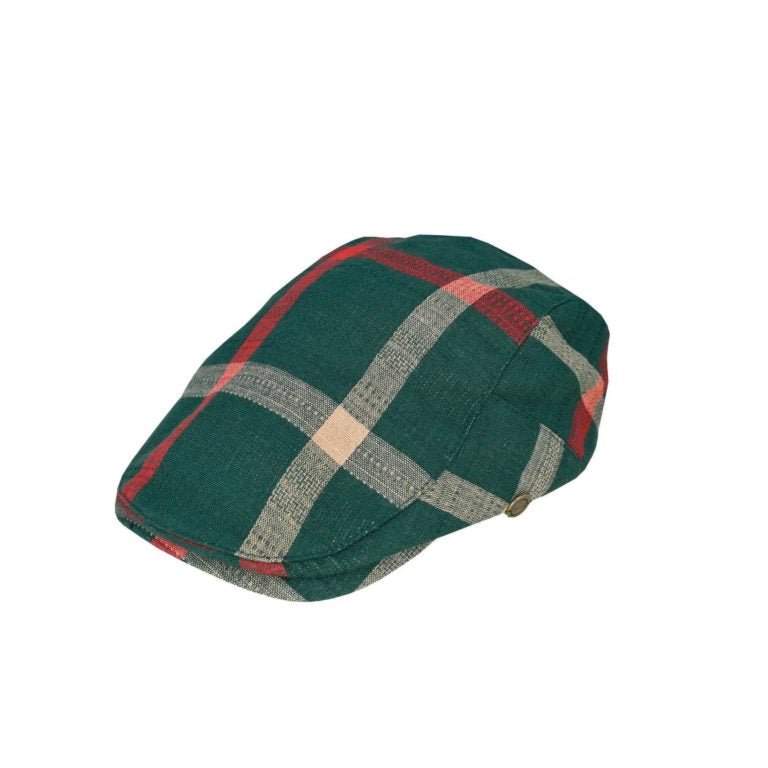 Carter Cotton Plaid Ivy Cap with Adjustable Stud Back Closure - Urban Caps