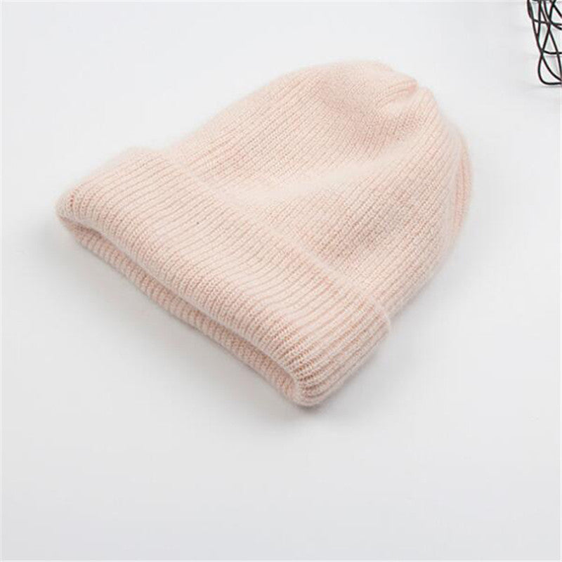 Angora Rabbit Fur Knitted Woolen Hat - Urban Caps