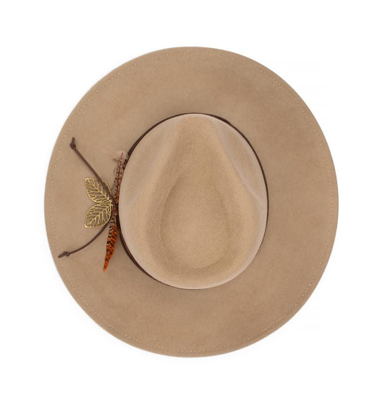 Clover Wide Brim Fedora Hat in Australian Wool with Feather Accent - Urban Caps
