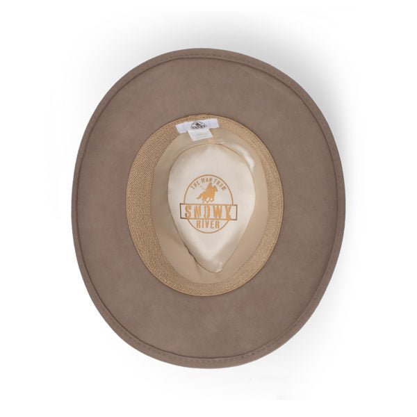 Craig Crushable Wool Felt Outback Hat – Faux Leather Band & Snowy River Pin by Avenel - Urban Caps