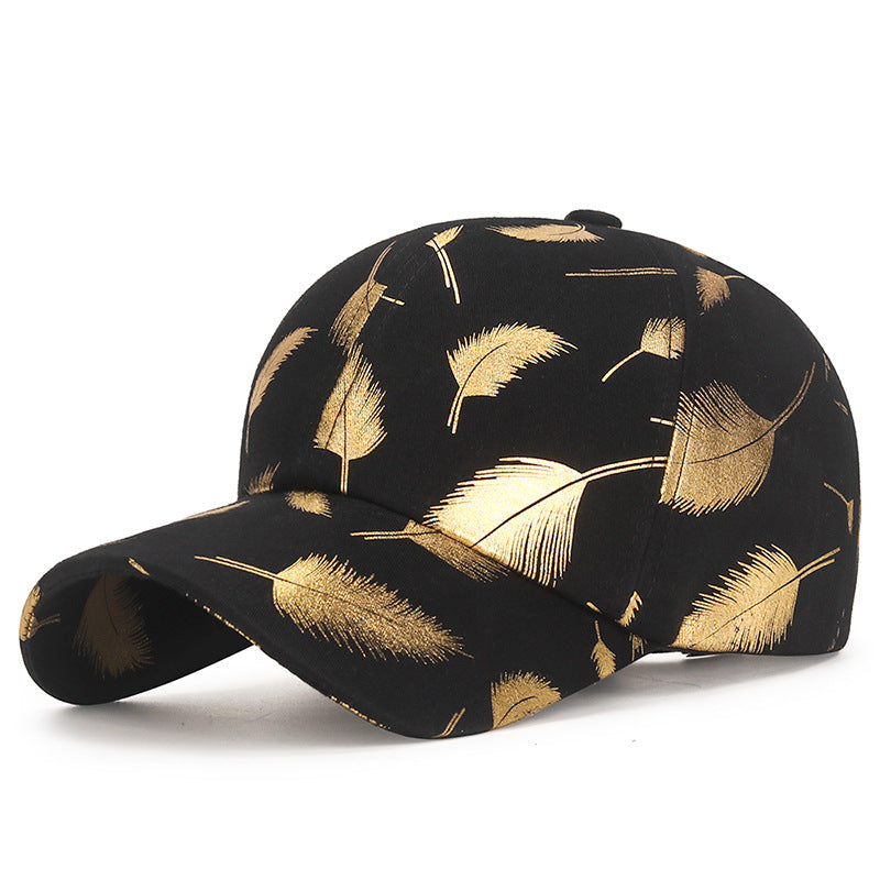 Men'S and Women'S Casual Spring and Summer Seasons Bronzing Feather Baseball Caps