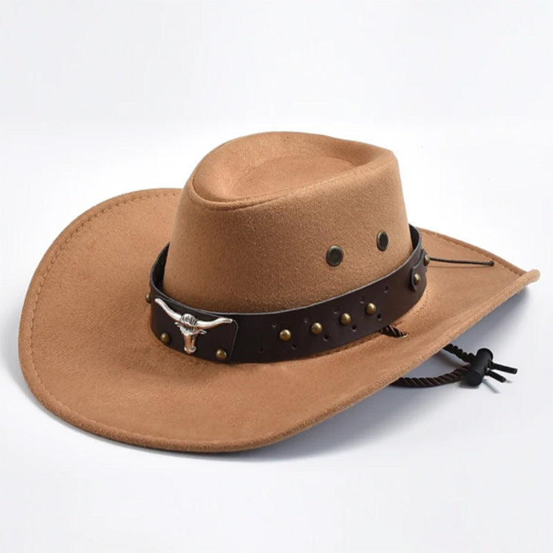 Artificial Suede Western Cowboy Hat Retro Large Edge Gentleman Jazz Outdoor Sunshade - Urban Caps