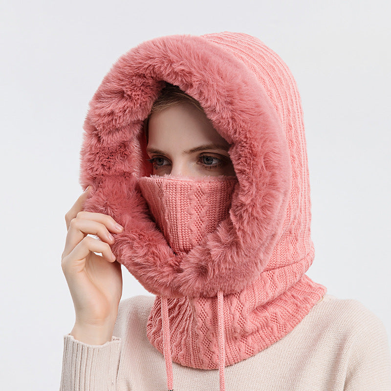 Windproof Hooded Winter Hat with Plush Scarf: Cozy Warmth for Women - Urban Caps