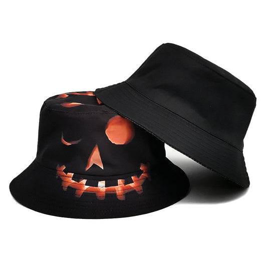Halloween Hats Creative Cartoon Pumpkin Grimace Printed Sun-shade Fisherman Hat - Urban Caps