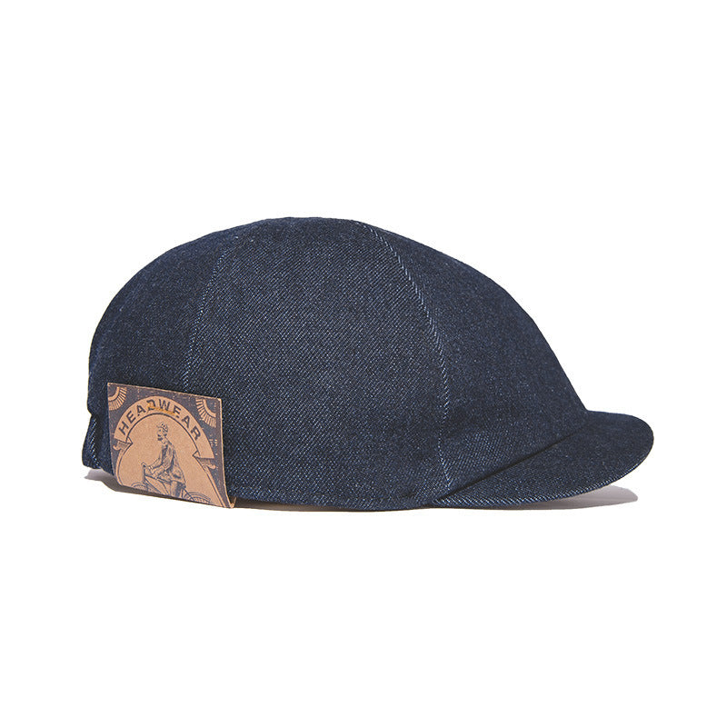 Retro Denim Newsboy Cap – British Dome-Style Cotton Hat | All-Season Fit - Urban Caps