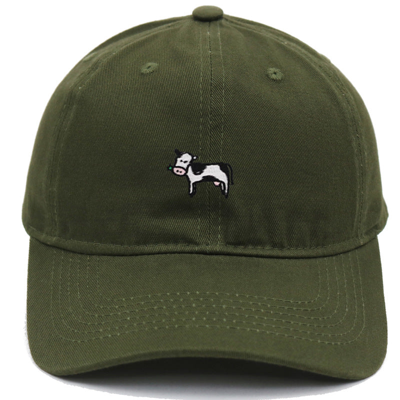 COW COW Embroidery Soft Top Baseball Cap Spring and Summer Cute