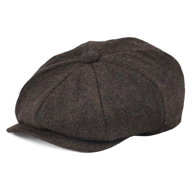 Vintage Wool Twill Newsboy Cap – Classic 8-Panel Style | Flexible Fit - Urban Caps