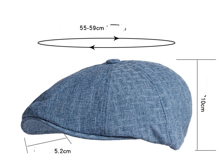 British Retro Octagonal Beret – Lightweight Linen Adjustable Cap - Urban Caps