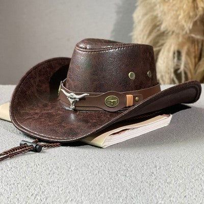 Bull Head Belt Rivet Jazz Sun Hat - Urban Caps