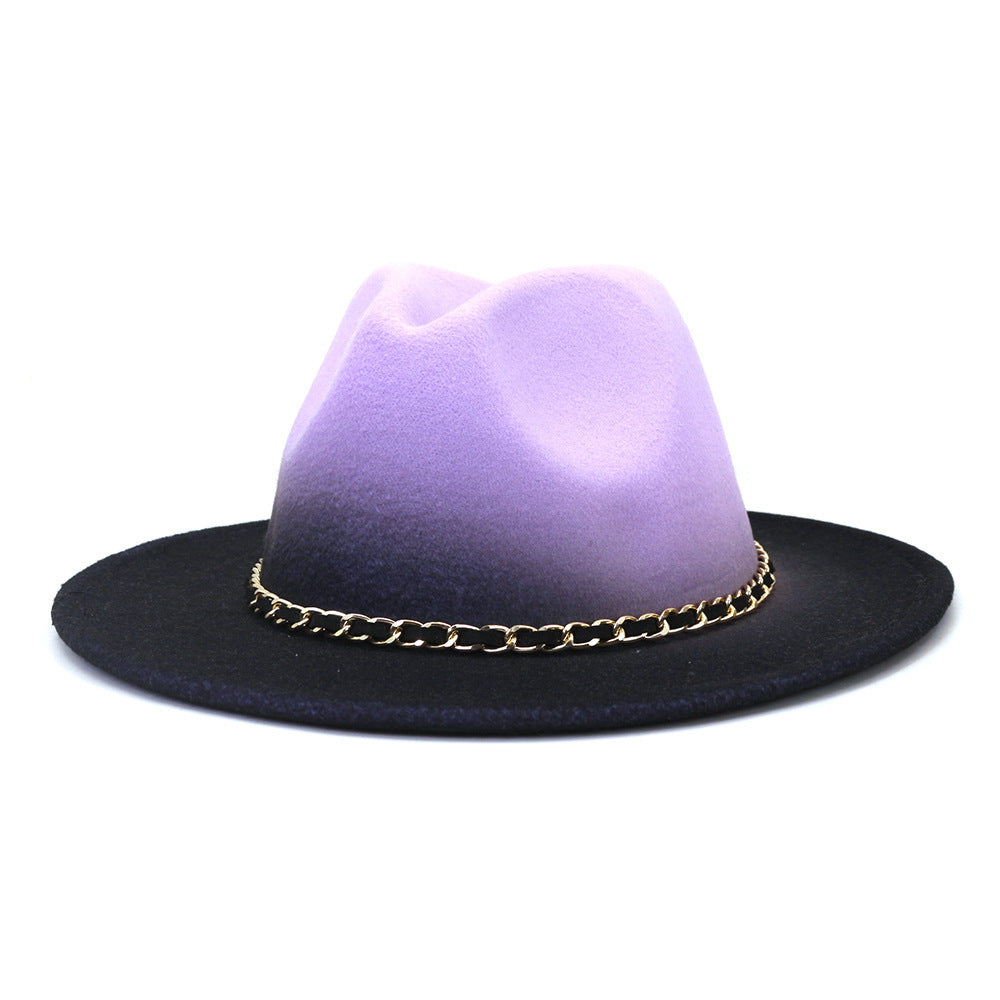 Painted Woolen Flat Brim Autumn And Winter British Style Fashion Fedora Hat - Urban Caps