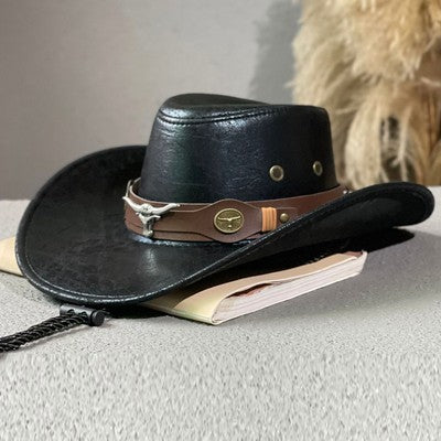 Bull Head Belt Rivet Jazz Sun Hat - Urban Caps