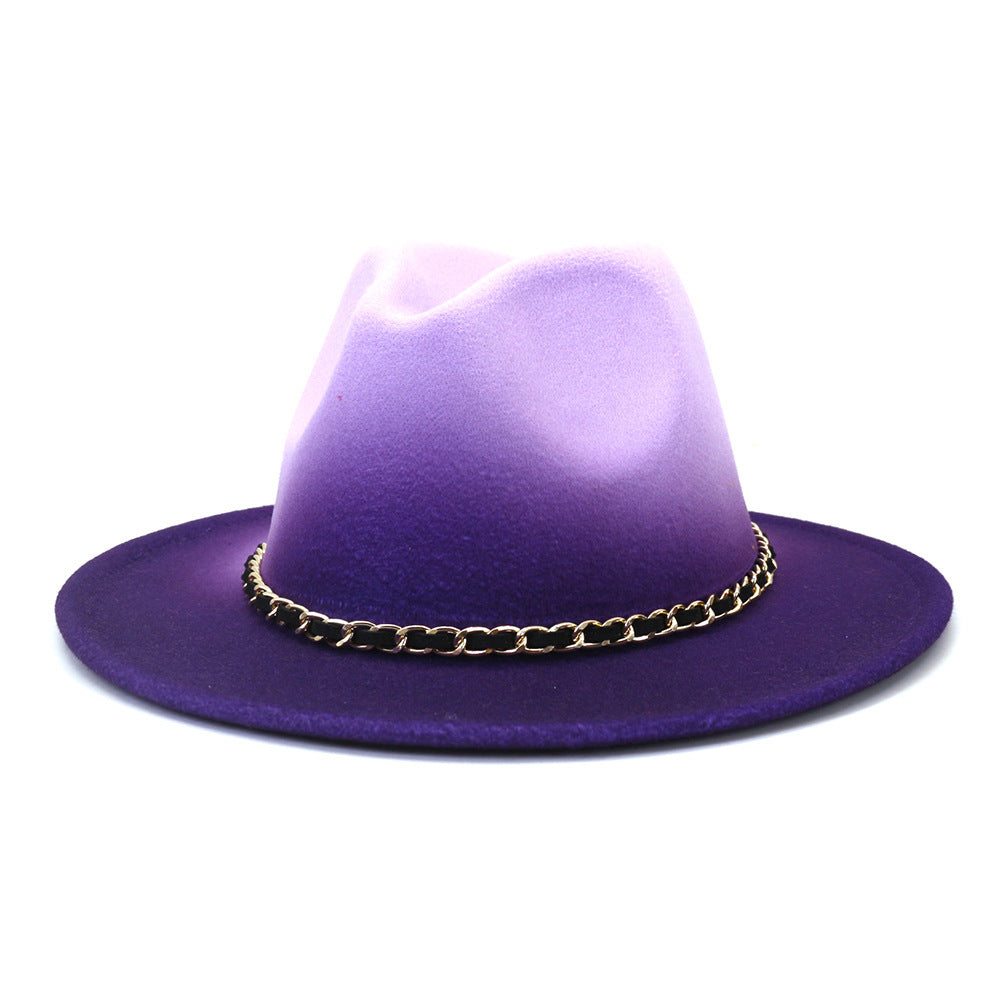 Painted Woolen Flat Brim Autumn And Winter British Style Fashion Fedora Hat - Urban Caps