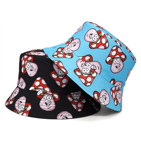 Bucket Cartoon Mushroom Double-sided Wear Bucket Hat - Urban Caps