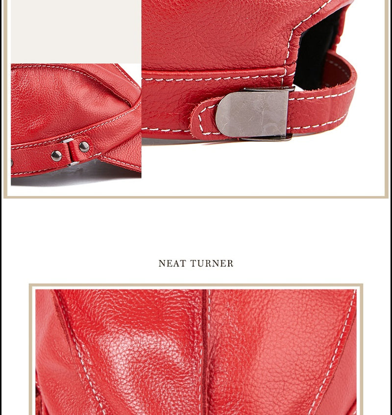 Cap Casual Earmuffs Men'S Leather Baseball Hat