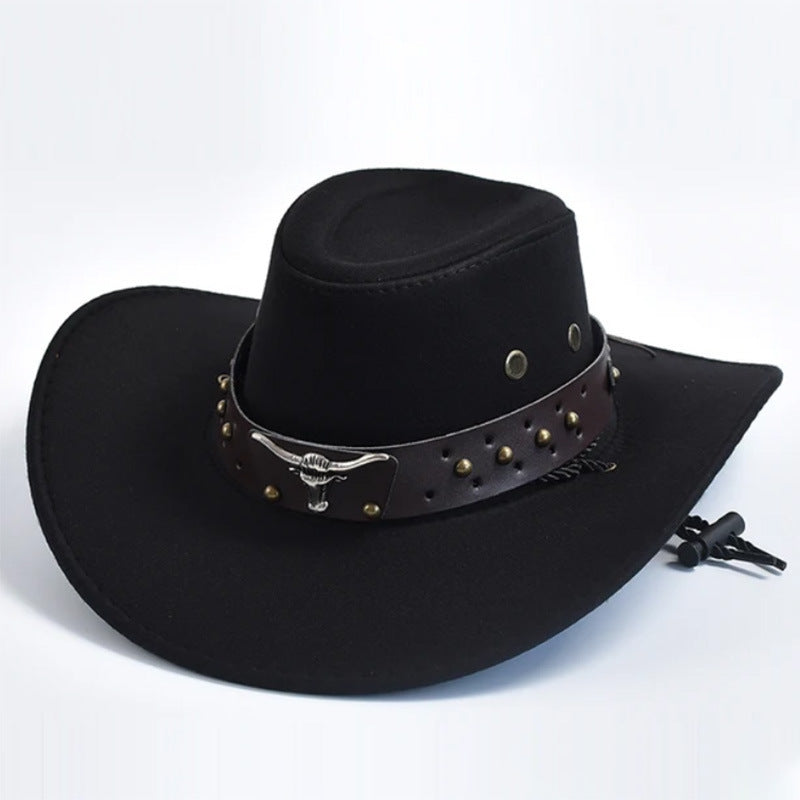 Artificial Suede Western Cowboy Hat Retro Large Edge Gentleman Jazz Outdoor Sunshade - Urban Caps