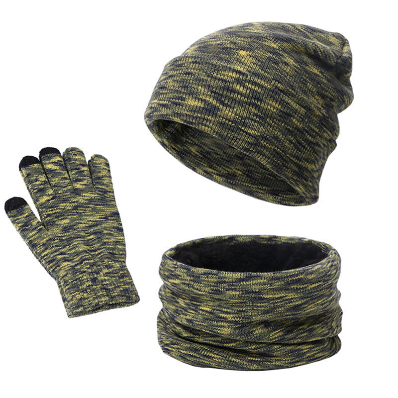 Complete Knitted Set: Hat, Scarf, Touch Screen Gloves with Velvet Lining - Stylish Outdoor Comfort in Solid Color - Urban Caps