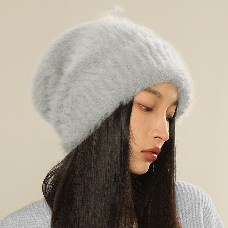 White Big Head Circumference Knitted Huge Woolen Hat - Urban Caps