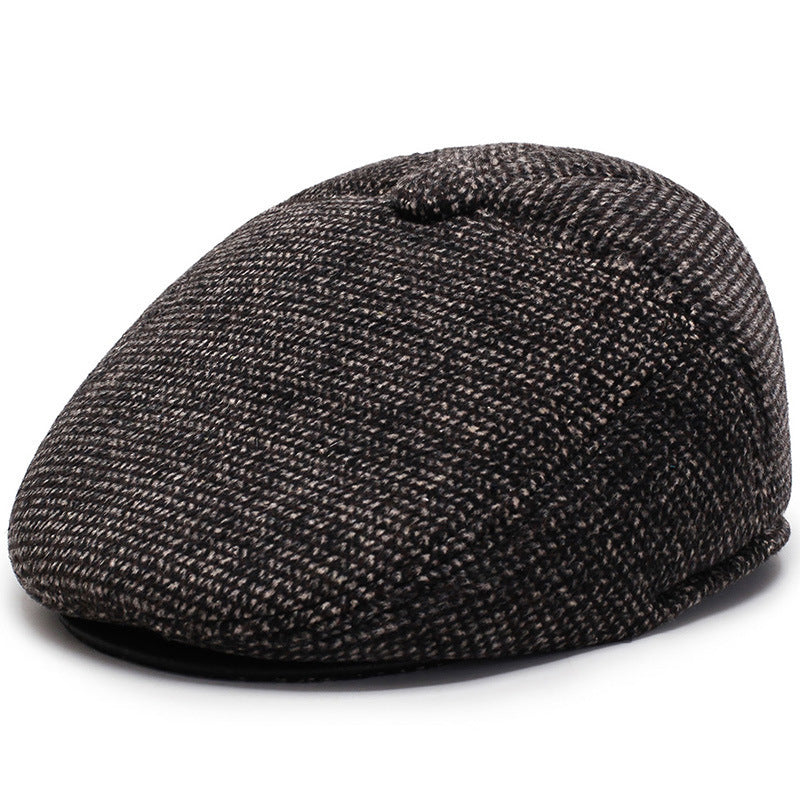 Men’s Winter Woolen Peaked Cap – Classic Plaid Design - Urban Caps