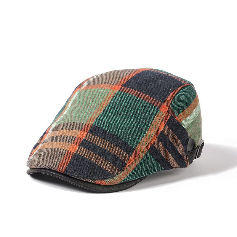 Retro Cotton Plaid Cap – Adjustable Spring/Autumn Style - Urban Caps