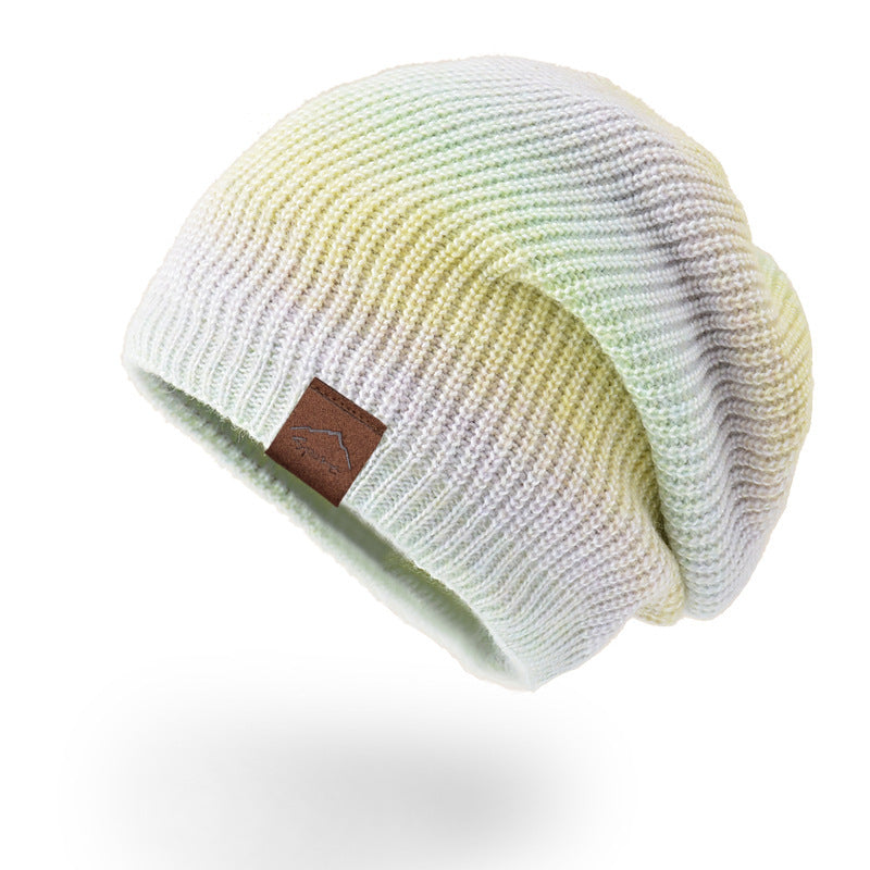 Knitted Gradient Tie-dye Warmth Rainbow Fashion Woolen Hat Women - Urban Caps