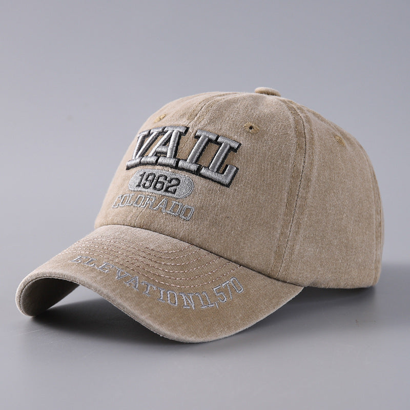 Letter Baseball Cap Cotton Denim Curved Brim Peaked - Urban Caps
