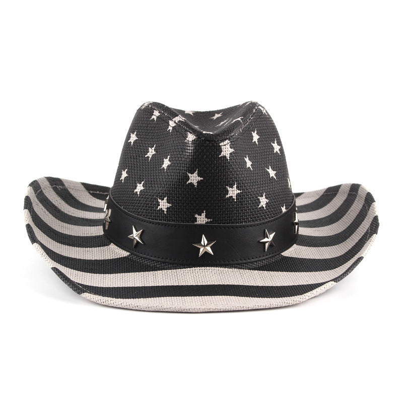European And American Western Cowboy Style Jazz Hat With Double-layer Printed Straw Hat - Urban Caps