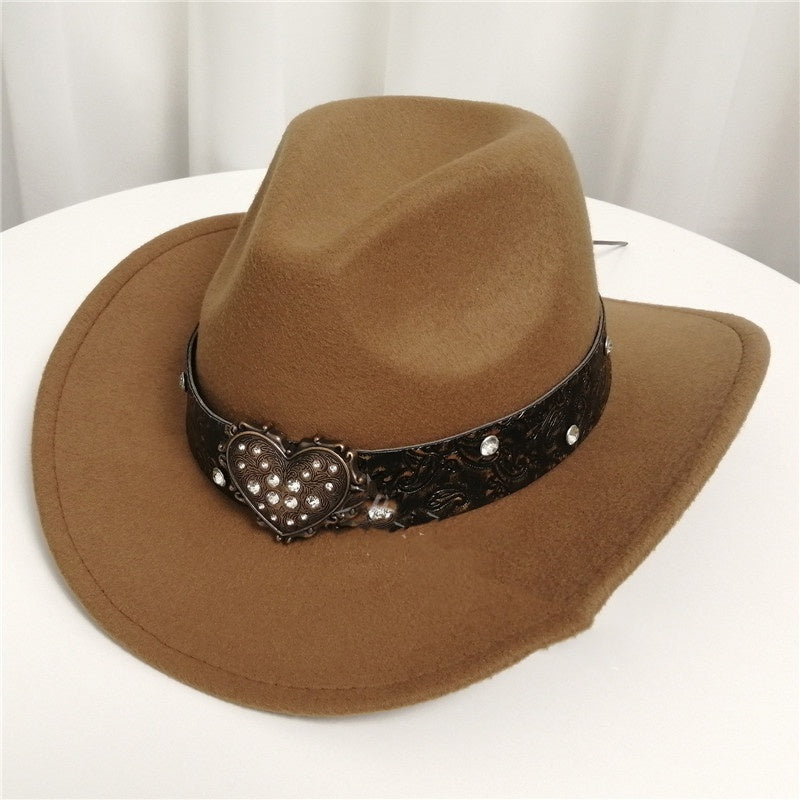 Women's Western Cowboy Hat Love Decorative Chain Top Hat - Urban Caps