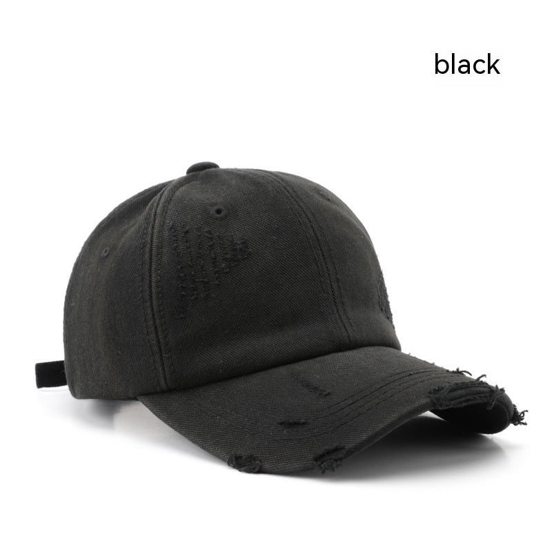 Men'S and Women'S Fashion Wash Ripped Denim Peaked Hat