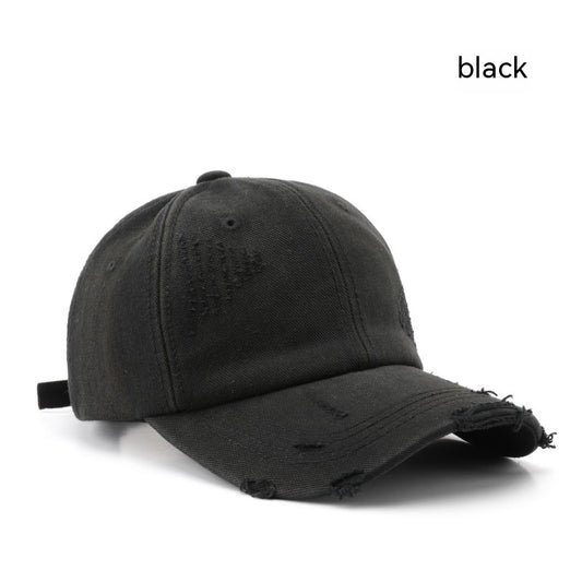 Men'S and Women'S Fashion Wash Ripped Denim Peaked Hat