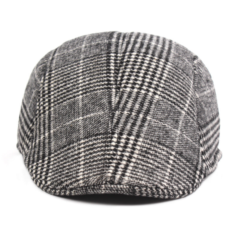 Men's Cotton Plaid Duckbill Beret – Classic Short Brim Cap - Urban Caps