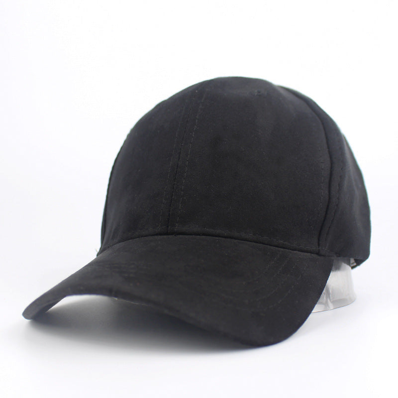 Suede Baseball Hat Solid Color Peaked Hat Black Brown Summer Sun Hat - Urban Caps