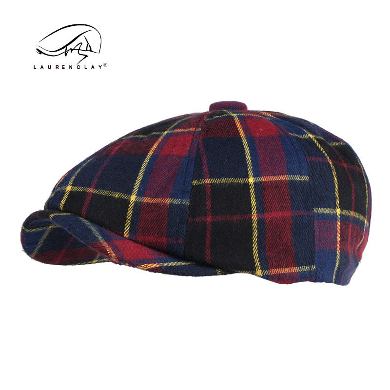 Men's Plaid Beret Octagonal Cap - Urban Caps