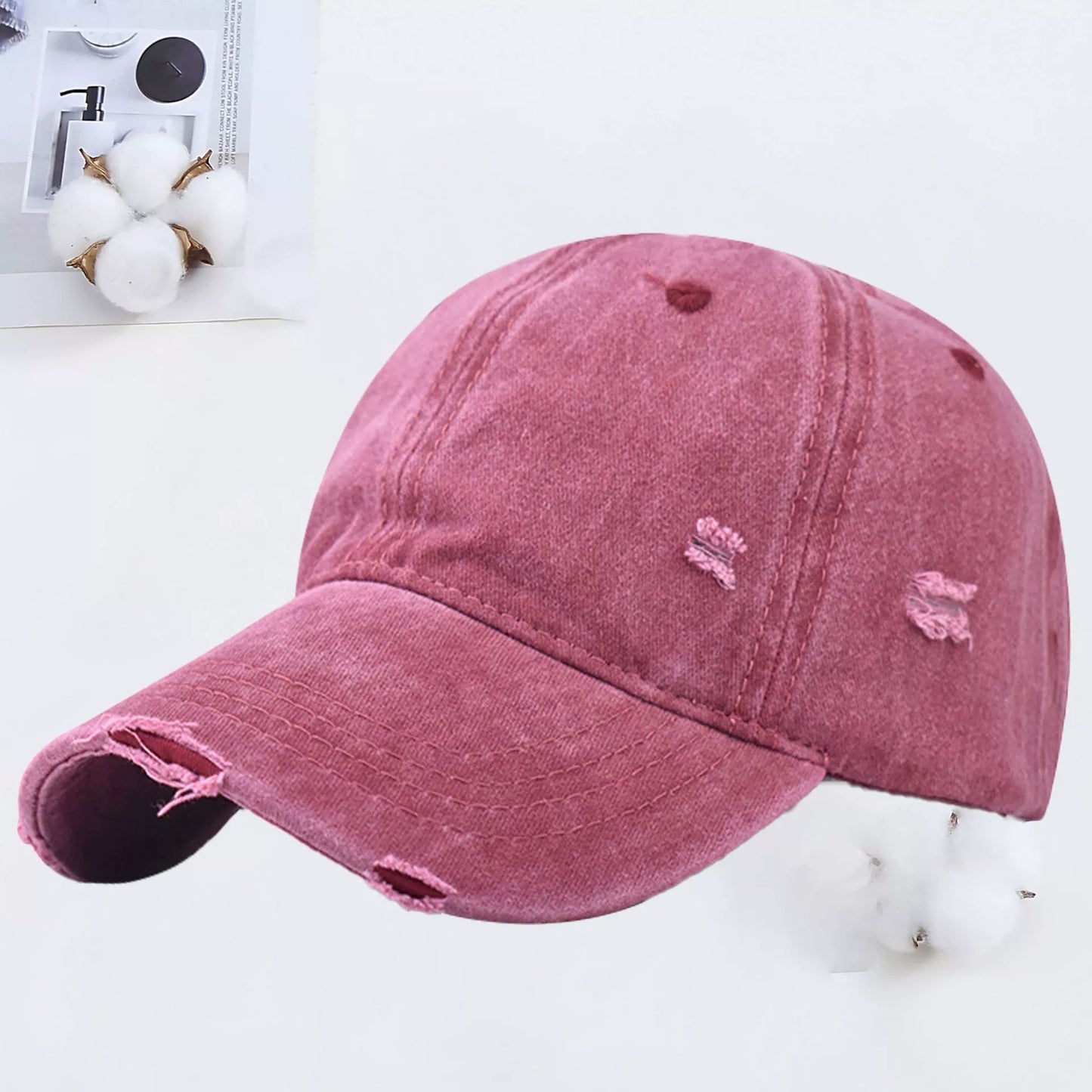 Outdoor Embroidered Printed Washed Hole Baseball Cap - Urban Caps