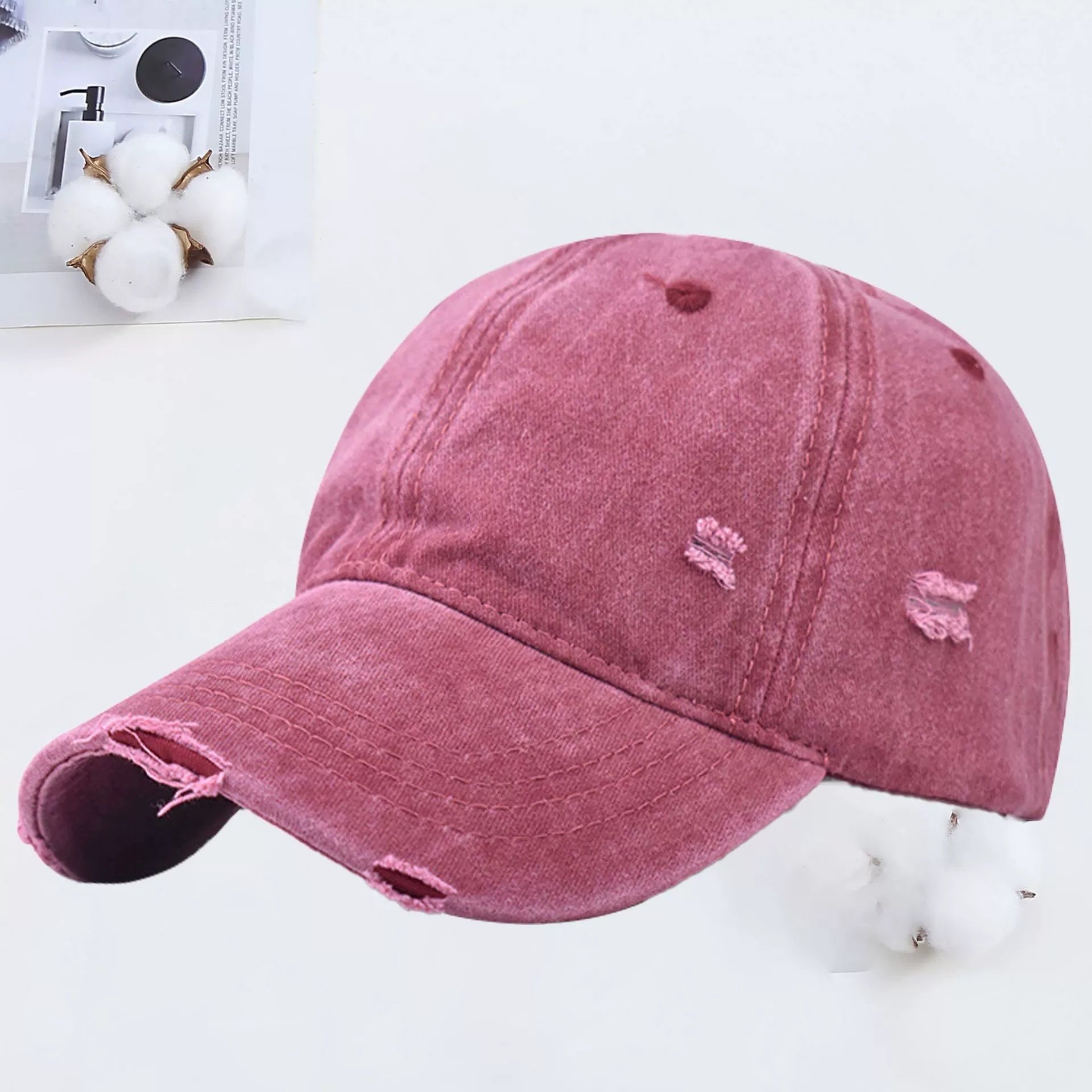 Outdoor Embroidered Printed Washed Hole Baseball Cap - Urban Caps